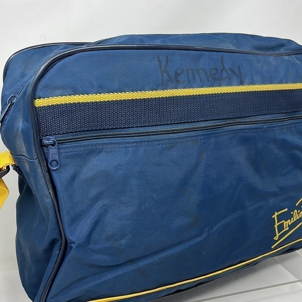 Emilio Pucci 1970’s Nylon Blue Yellow Crossbody Large Zip Tote Bag - Picture 5 of 12